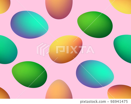 Colored eggs seamless pattern. Easter colorful eggs with pastel gradient colors. Christ is risen, Happy Easter. Design for greeting card, banners and posters. Vector illustration 98941475