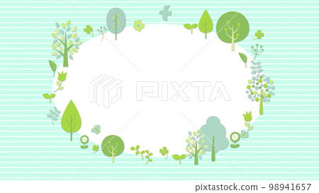Birds and butterflies fly around, tree and flower frame background stripe Birds and butterflies fly around, tree and flower frame background stripe 98941657