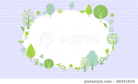 Birds and butterflies fly around, tree and flower frame background stripe Birds and butterflies fly around, tree and flower frame background stripe 98941658