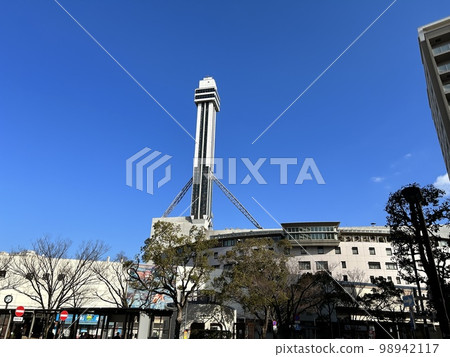 Tower Hall Funabori in Edogawa Ward against the blue sky Tower Hall Funabori in Edogawa Ward against the blue sky 98942117