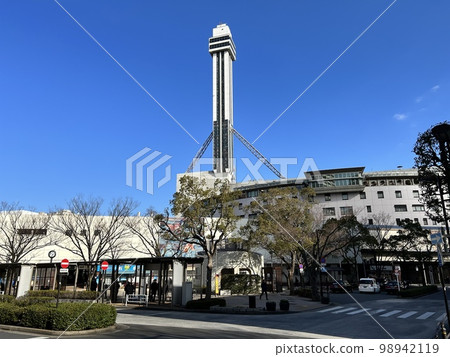 Tower Hall Funabori in Edogawa Ward against the blue sky Tower Hall Funabori in Edogawa Ward against the blue sky 98942119