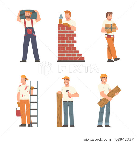 Handyman or Fixer as Skilled Man Engaged in Home Repair Work Vector Set 98942337