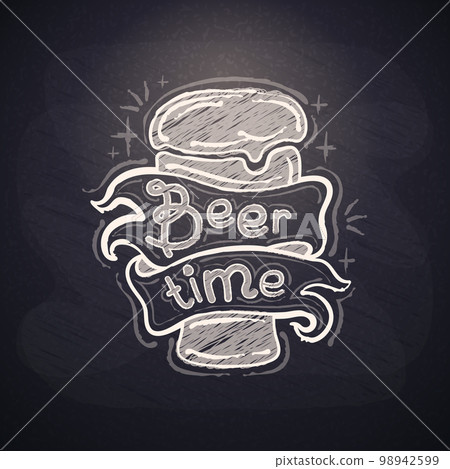 Hand Drawn Chalkboard Beer Time 98942599