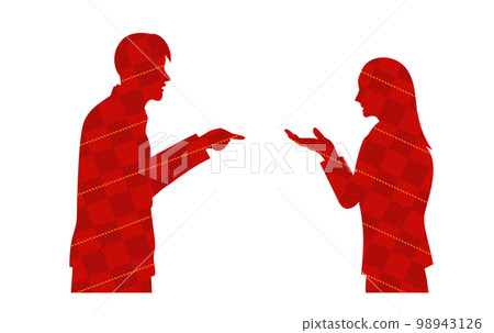 男人和女人爭吵檢查模式的剪影插圖 男人和女人爭吵檢查模式的剪影插圖 98943126
