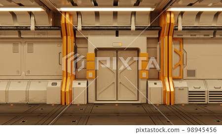 Futuristic architecture Sci-Fi spaceship hallway interior Futuristic architecture Sci-Fi spaceship hallway interior 98945456