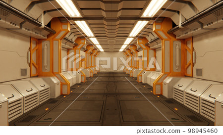 Futuristic architecture Sci-Fi spaceship hallway interior Futuristic architecture Sci-Fi spaceship hallway interior 98945460