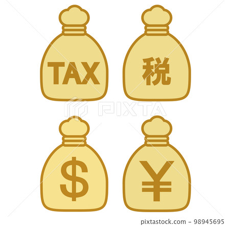 收入和支付日元和美元稅圖標集 98945695