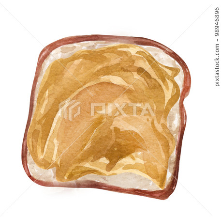 Watercolor Breakfast basic French toast with peanut butter Watercolor Breakfast basic French toast with peanut butter 98946896
