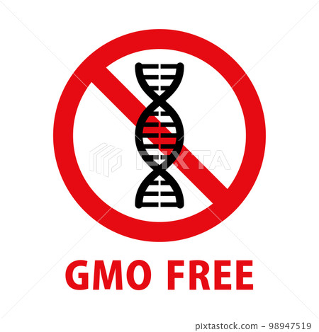 GMO FREE:DNA 和禁止標記圖標 GMO FREE:DNA 和禁止標記圖標 98947519