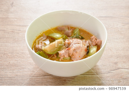 spicy boiled spicy mixed vegetable curry soup on bowl spicy boiled spicy mixed vegetable curry soup on bowl 98947539