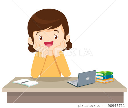 children thinking sitting and rest chin in hands 98947731