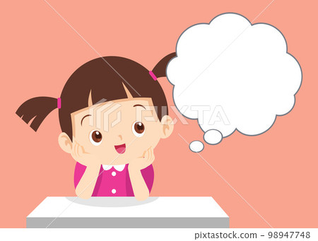 children thinking sitting and rest chin in hands children thinking sitting and rest chin in hands 98947748