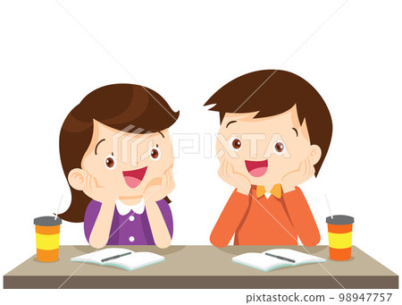 children thinking sitting and rest chin in hands 98947757