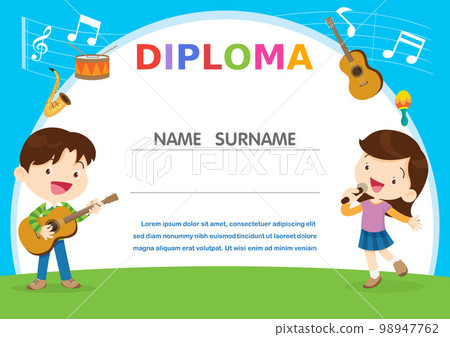 Certificate template with kids in the band Certificate template with kids in the band 98947762