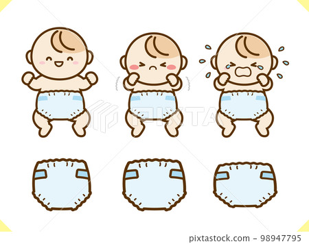 尿布和嬰兒插畫素材集藍色 98947795