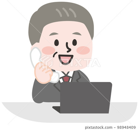 在辦公桌前打電話的高級男性上班族 98948409
