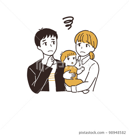 A couple with a baby Worried pose A couple with a baby Worried pose 98948582