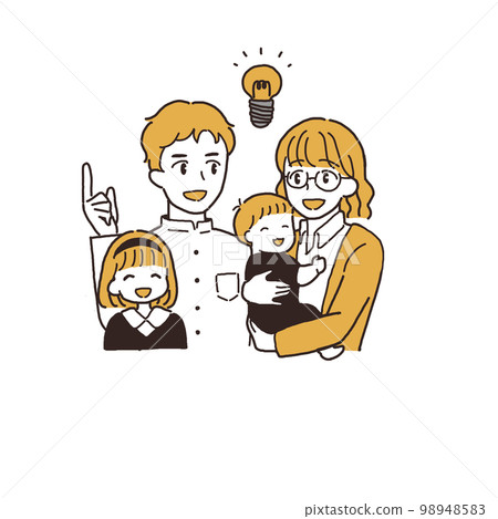 A couple with two children, an inspirational pose A couple with two children, an inspirational pose 98948583