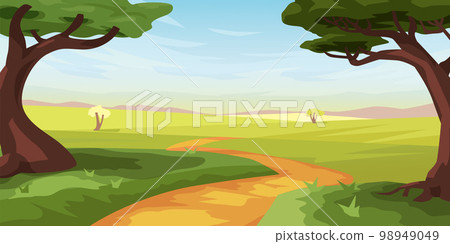 beautiful view on savannah landscape sunny day 98949049