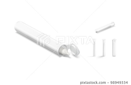 Blank white weed joint plastic tube pack mockup, different views 98949334