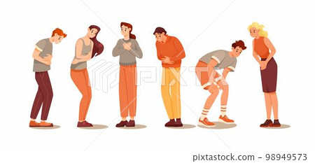 People Characters Suffering from Pain or Ache in Different Body Parts Vector Set People Characters Suffering from Pain or Ache in Different Body Parts Vector Set 98949573