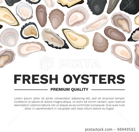 Oyster Fresh Seafood Banner Design with Sea Delicacy Food Vector Template 98949581