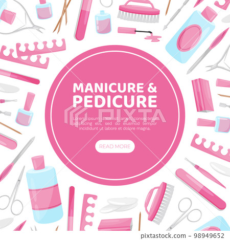 Manicure and Pedicure Banner Design with Nail Equipment Vector Template Manicure and Pedicure Banner Design with Nail Equipment Vector Template 98949652
