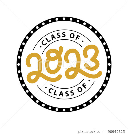 Graduate 2023. Class of 2023. Lettering logo stamp. Graduate design yearbook. Vector illustration. Graduate 2023. Class of 2023. Lettering logo stamp. Graduate design yearbook. Vector illustration. 98949825