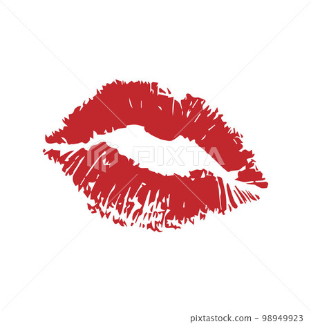 Vector red lipstick lips kiss imprint Vector red lipstick lips kiss imprint 98949923