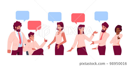 Business People Characters Discuss Work Projects Actively. Searching for New Ideas. Cartoon Vector Illustration Business People Characters Discuss Work Projects Actively. Searching for New Ideas. Cartoon Vector Illustration 98950016