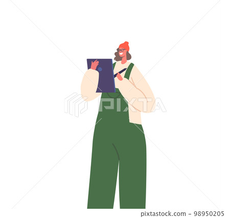 Woman Character Makes Sketch on Graphic Tablet. Smiling Young Designer, Successful Artist. Cartoon Vector Illustration 98950205