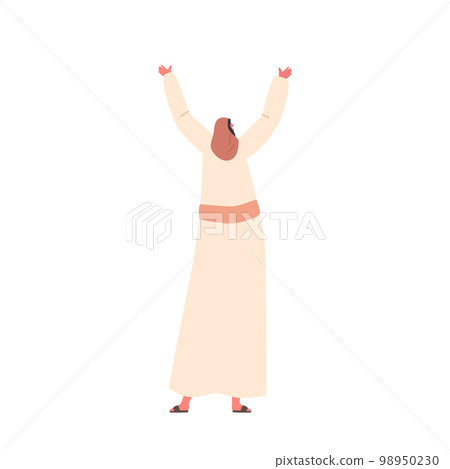 Woman Dances Smiling. Jewish Woman Celebrates Creation of Golden Taurus. Idol Worship. Cartoon Vector Illustration Woman Dances Smiling. Jewish Woman Celebrates Creation of Golden Taurus. Idol Worship. Cartoon Vector Illustration 98950230