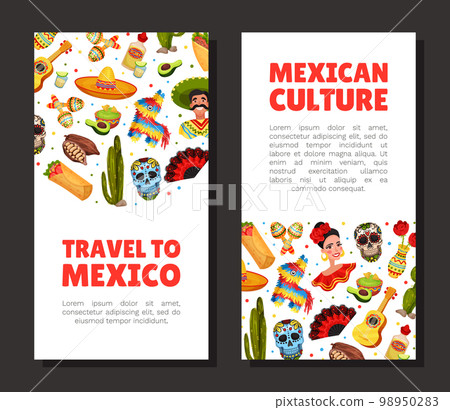 Ethnic Mexican Symbols Banner Design with Traditional Objects Vector Template Ethnic Mexican Symbols Banner Design with Traditional Objects Vector Template 98950283