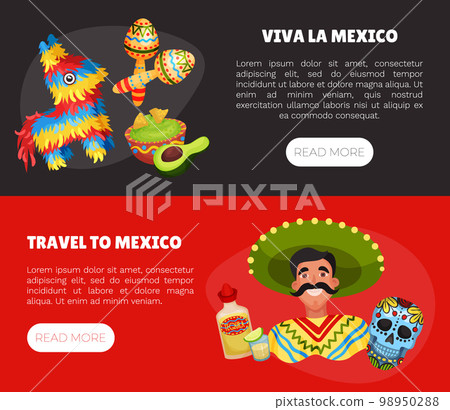 Ethnic Mexican Symbols Banner Design with Traditional Objects Vector Template Ethnic Mexican Symbols Banner Design with Traditional Objects Vector Template 98950288
