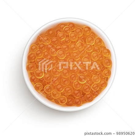 Red caviar isolated on white background, top view 98950620