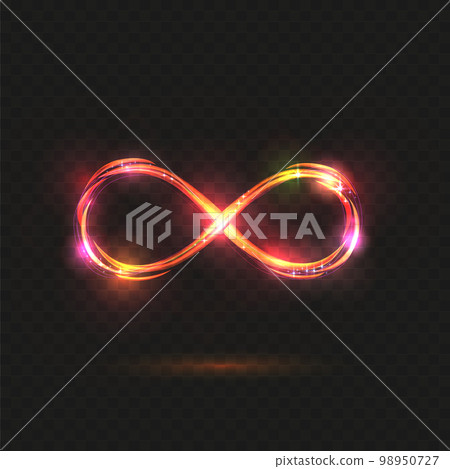 Gold, pink and orange Shining Infinity Symbol. Transparent shining Sign. Vector illustration 98950727