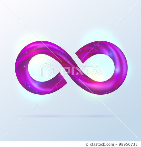 Bright violet fusion swoosh line infinity symbol. Vector 3d volume illustration isolated on white background. Sparkle purple Infinity sign, Logo for presentation. neon spiral wavy line. Bright violet fusion swoosh line infinity symbol. Vector 3d volume illustration isolated on white background. Sparkle purple Infinity sign, Logo for presentation. neon spiral wavy line. 98950733