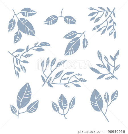 Abstract leaves collection. Minimalistic art set in pastel colors. Design elements for wall art, social media, posters, stickers and invitations. Modern vector illustration in flat style. Abstract leaves collection. Minimalistic art set in pastel colors. Design elements for wall art, social media, posters, stickers and invitations. Modern vector illustration in flat style. 98950936