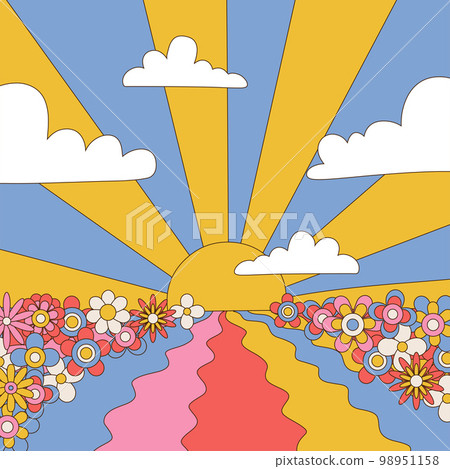 Vintage fashion elements. Hippie style and flower power. Vector