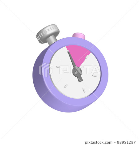 Stopwatch 3d render icon. 10 second arrow and lilac color. Isolated vector object on a transparent background Stopwatch 3d render icon. 10 second arrow and lilac color. Isolated vector object on a transparent background 98951287