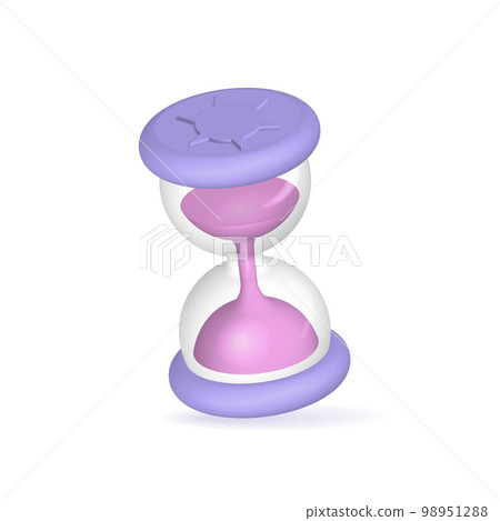 Time clock isolared render icon. Sand clock element. Realistic 3d design in plastic cartoon style. Old rento watch. Hourglass vintage concept. Isolated vector illustration Time clock isolared render icon. Sand clock element. Realistic 3d design in plastic cartoon style. Old rento watch. Hourglass vintage concept. Isolated vector illustration 98951288
