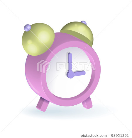 Round pink clock 3d render icon. Timekeeping , measurement of time, timer, time management, or deadline concept. Isolated 3d rendering vector illustration in cartoon minimal style Round pink clock 3d render icon. Timekeeping , measurement of time, timer, time management, or deadline concept. Isolated 3d rendering vector illustration in cartoon minimal style 98951291