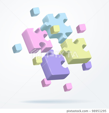 Jigsaw puzzle isplated concept. Tiling puzzle flying in the air. Colorful pastel Puzzles parts. 3d render object in plastic cartoon on a transparent background Jigsaw puzzle isplated concept. Tiling puzzle flying in the air. Colorful pastel Puzzles parts. 3d render object in plastic cartoon on a transparent background 98951295