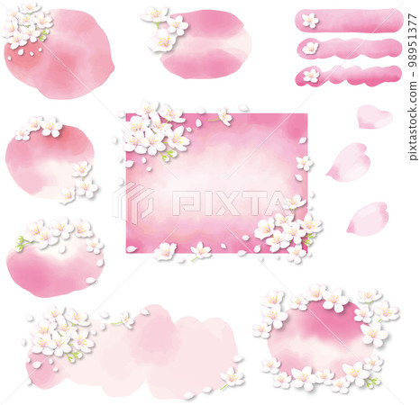 Sakura watercolor frame set 98951377
