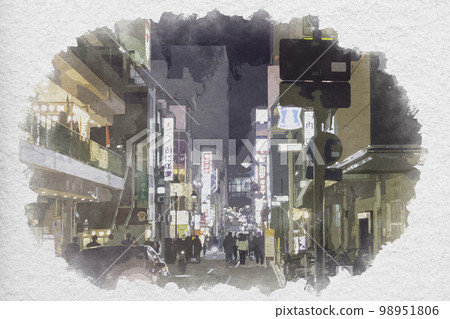 水彩風格岡山站東口夜店岡山縣岡山市 98951806
