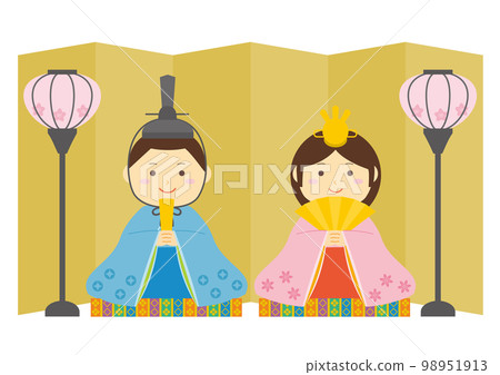 女兒節人偶的插圖_帶屏風 女兒節人偶的插圖_帶屏風 98951913