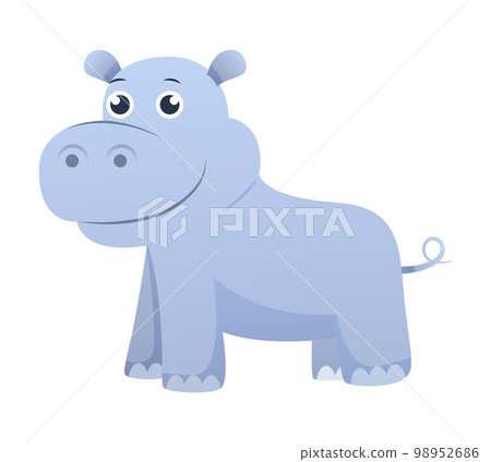 Hippopotamus . Cute isolated cartoon vector . Hippopotamus . Cute isolated cartoon vector . 98952686