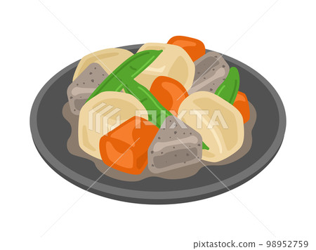 燉芋頭在盤子裡的插圖 98952759