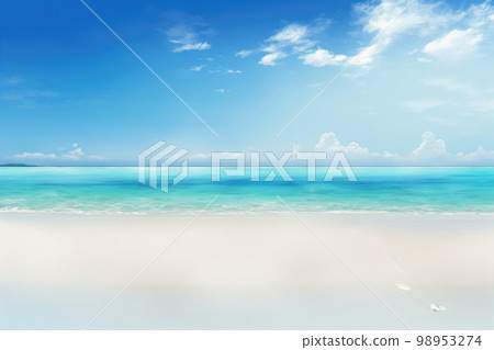 Blue sky and blue sea and white sand beach 98953274