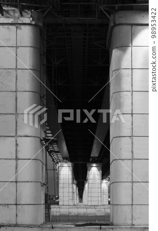 New bridge details, vertical black and white photo. Barnaul, Russia 98953422